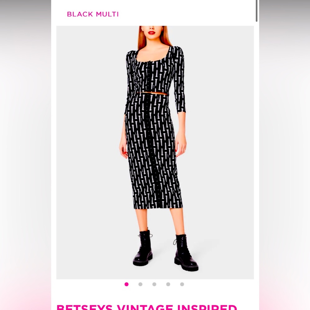 Betsy Johnson Screw top and bottom outfit 2 pieces medium Goth Punk Wednesday